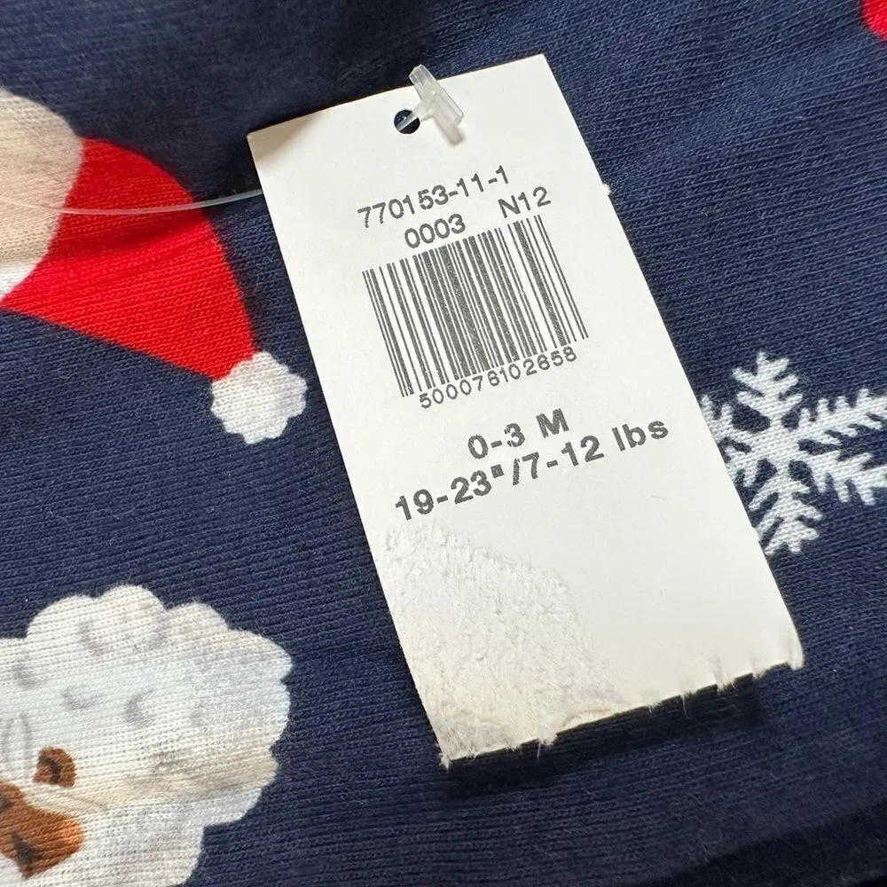 NWT Old Navy Unisex Blue Holiday Christmas Pajamas Dark Face Santa - Size 3-6M